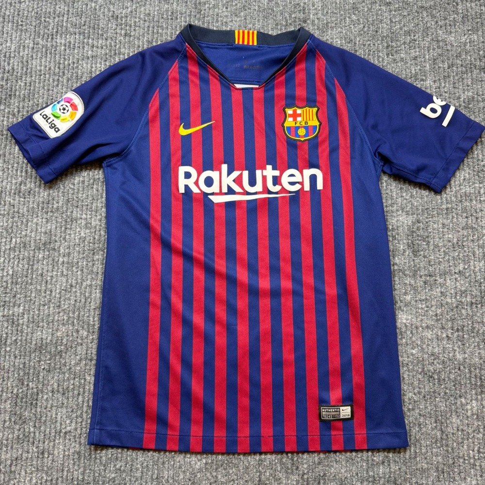 Nike FC Barcelona 2018 19 Home Jersey Youth M Blue Rakuten Soccer Shirt